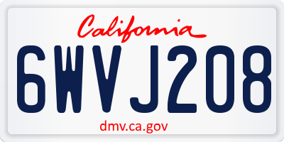 CA license plate 6WVJ208