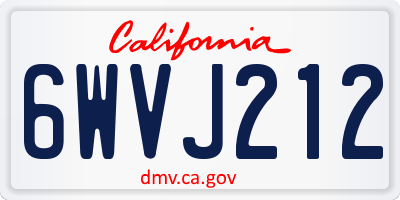 CA license plate 6WVJ212