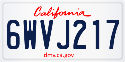 CA license plate 6WVJ217