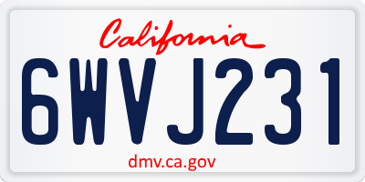 CA license plate 6WVJ231