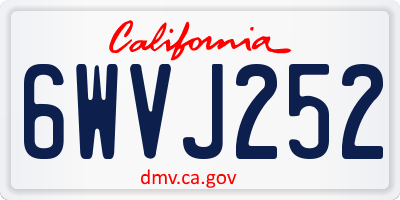 CA license plate 6WVJ252