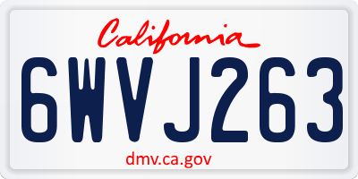 CA license plate 6WVJ263
