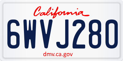 CA license plate 6WVJ280