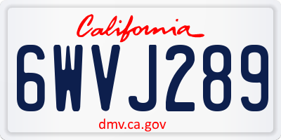 CA license plate 6WVJ289
