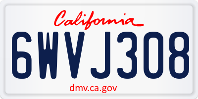 CA license plate 6WVJ308