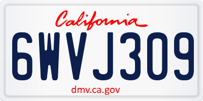CA license plate 6WVJ309