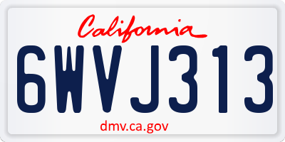 CA license plate 6WVJ313