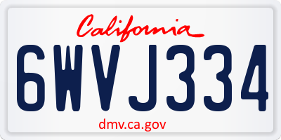 CA license plate 6WVJ334