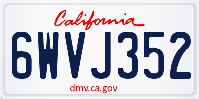 CA license plate 6WVJ352