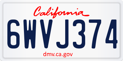 CA license plate 6WVJ374
