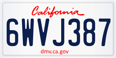 CA license plate 6WVJ387