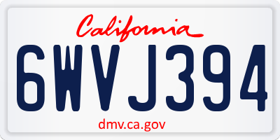 CA license plate 6WVJ394