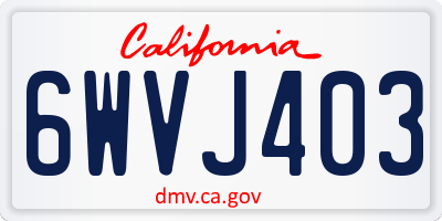 CA license plate 6WVJ403