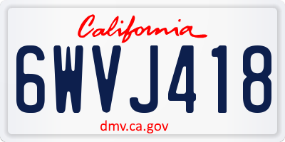 CA license plate 6WVJ418