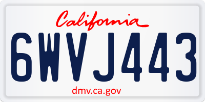 CA license plate 6WVJ443