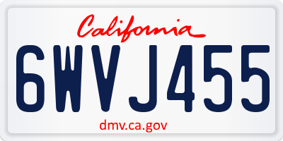 CA license plate 6WVJ455