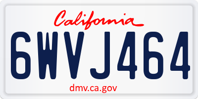 CA license plate 6WVJ464