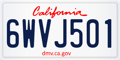 CA license plate 6WVJ501