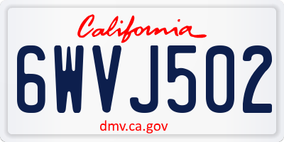 CA license plate 6WVJ502