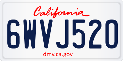 CA license plate 6WVJ520