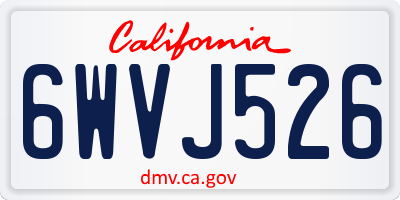 CA license plate 6WVJ526