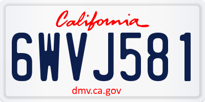 CA license plate 6WVJ581