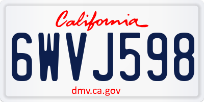 CA license plate 6WVJ598