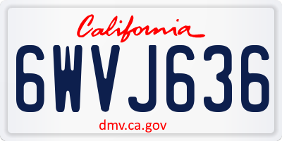 CA license plate 6WVJ636