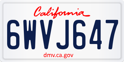 CA license plate 6WVJ647
