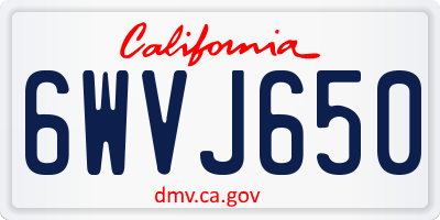 CA license plate 6WVJ650