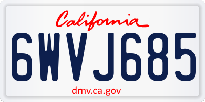 CA license plate 6WVJ685