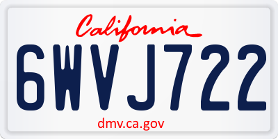 CA license plate 6WVJ722
