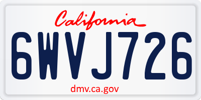 CA license plate 6WVJ726