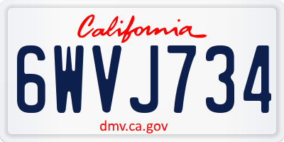 CA license plate 6WVJ734