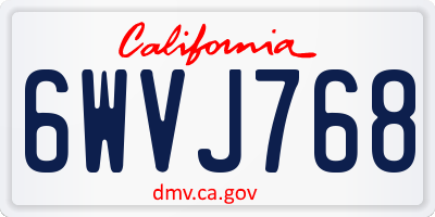 CA license plate 6WVJ768