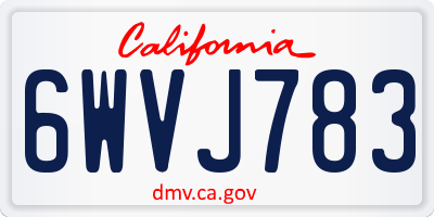 CA license plate 6WVJ783