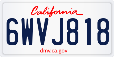 CA license plate 6WVJ818