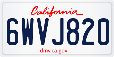 CA license plate 6WVJ820