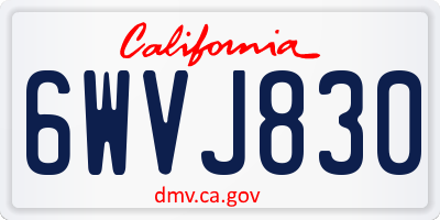 CA license plate 6WVJ830