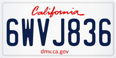 CA license plate 6WVJ836