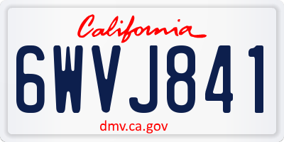 CA license plate 6WVJ841