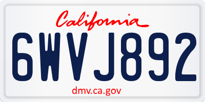 CA license plate 6WVJ892