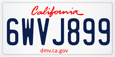CA license plate 6WVJ899