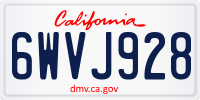CA license plate 6WVJ928