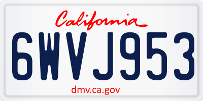 CA license plate 6WVJ953