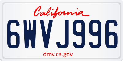 CA license plate 6WVJ996