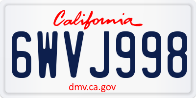 CA license plate 6WVJ998