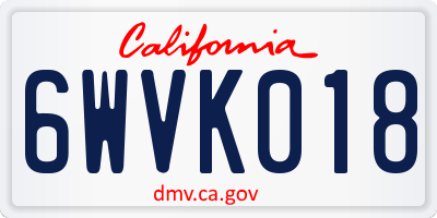 CA license plate 6WVK018