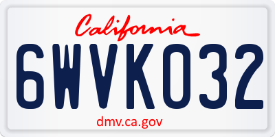 CA license plate 6WVK032