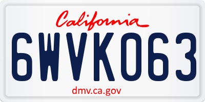 CA license plate 6WVK063